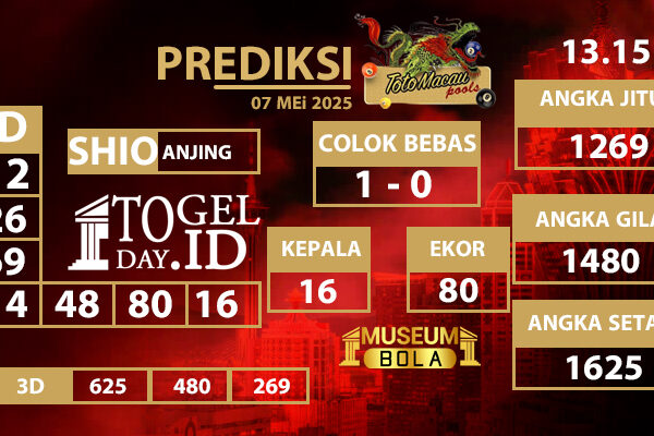 Museumbola – Prediksi Toto Macau Rabu, 07 Mei 2025 13.00 Museumbola
