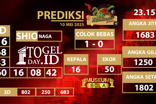 Museumbola – Prediksi Toto Macau Sabtu, 10 Mei 2025 23.00 Museumbola