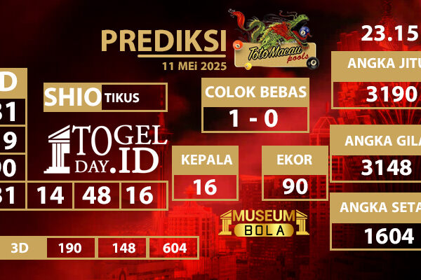 Museumbola – Prediksi Toto Macau Minggu, 11 Mei 2025 23.00 Museumbola