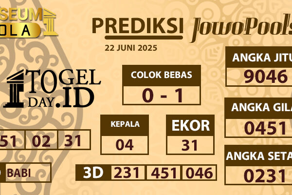 Museumbola Prediksi Jowo Pools 22 Juni 2025 Museumbola